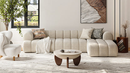 Nimbus 118" 3-Piece Channel Chenille Sectional Sofa with Chaise