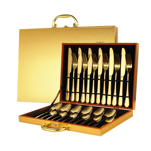 24-Piece High-End Stainless Steel Tableware Set