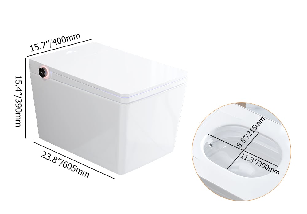White rectangular object with dimensions labeled on a white background