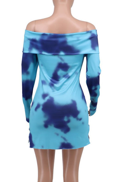 Off-Shoulder Button-Up Bodycon Mini Dress