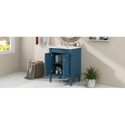 24  Bathroom Vanity With Top Sink, 2-Tier Modern Bathroom Storage