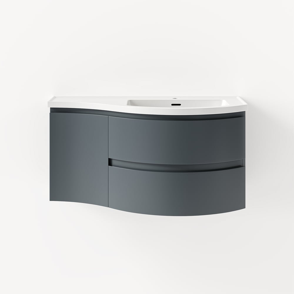 Bathroom Vanity Set 35.4" Modern Stone Resin Floating Bathroom Vanity with Sink