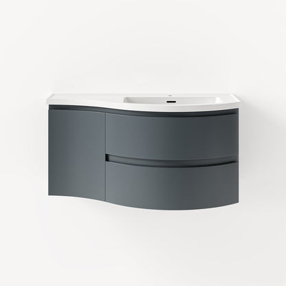 Bathroom Vanity Set 35.4" Modern Stone Resin Floating Bathroom Vanity with Sink