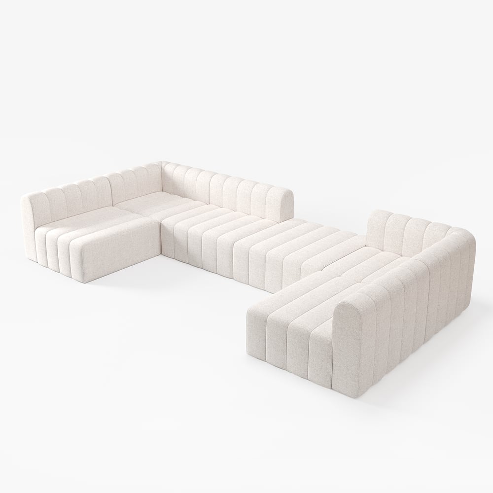 White sectional sofa on a white background