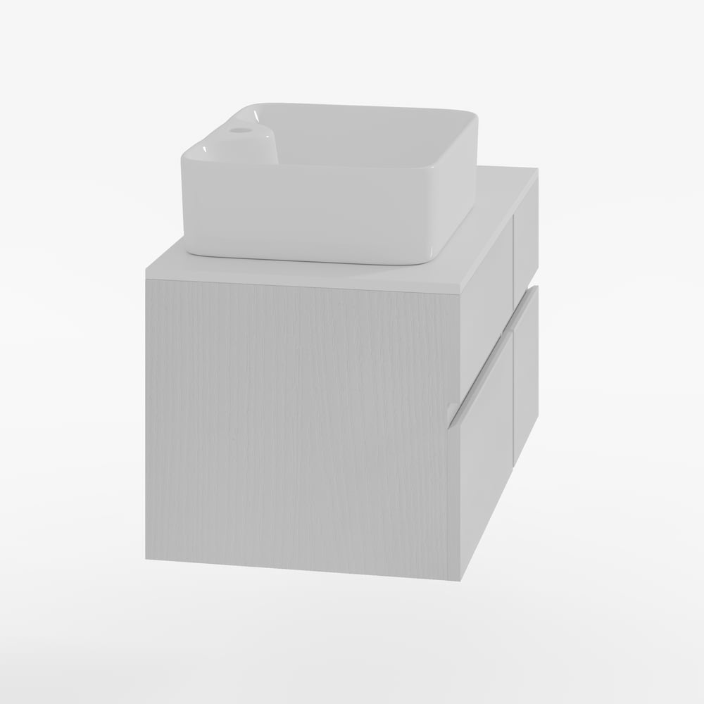 White rectangular box with a smaller white box on top against a light gray background