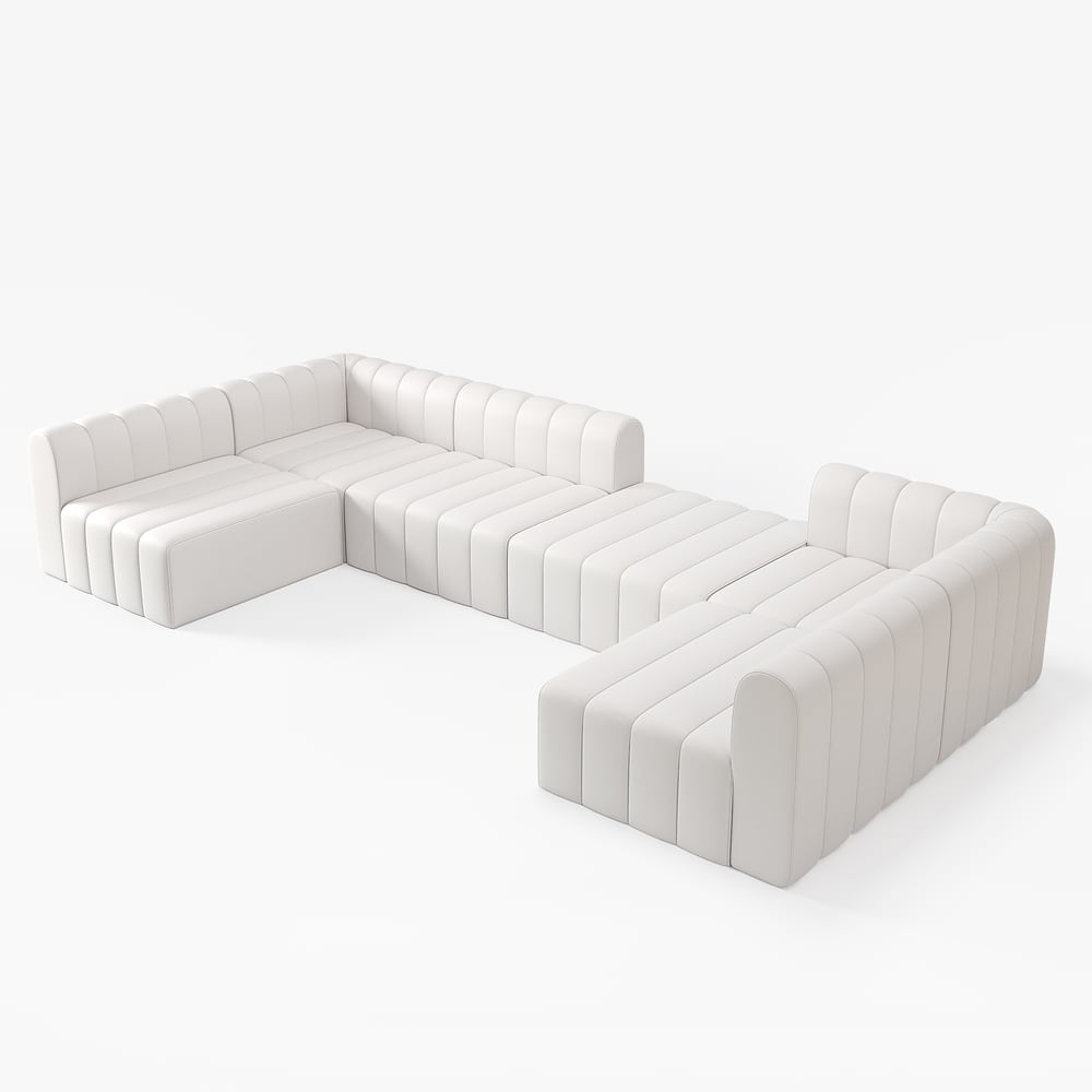 White sectional sofa on a white background