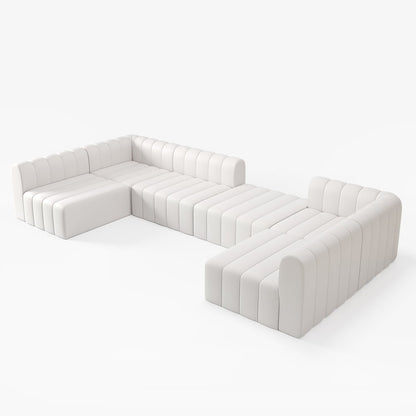 White sectional sofa on a white background