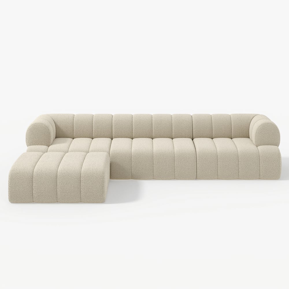 Beige sectional sofa on a white background