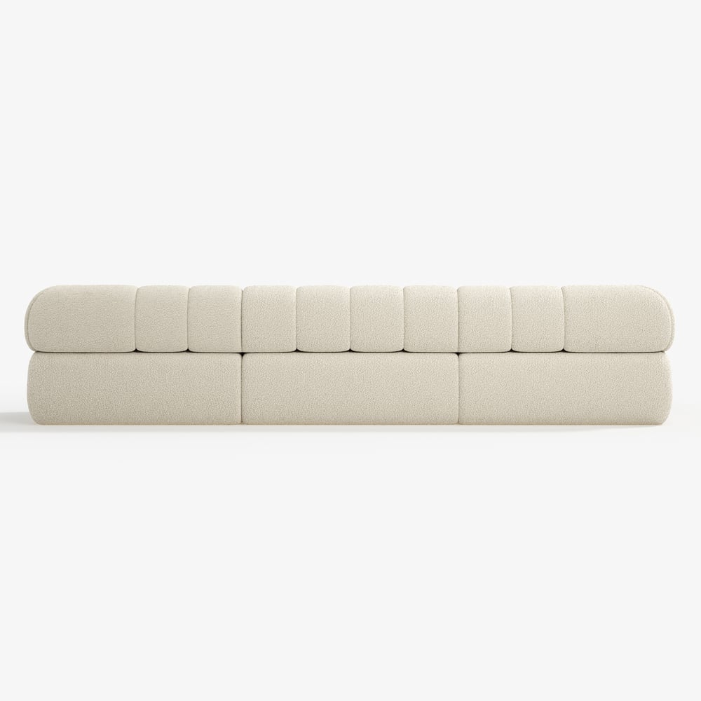 Beige quilted headboard on a white background