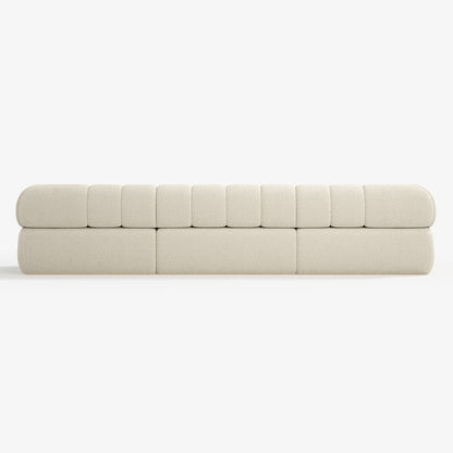 Beige quilted headboard on a white background