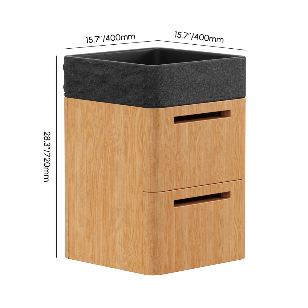 15.7" Small Floating Bathroom Vanity Set with ConcreteTop Wooden Powder Room Vanity
