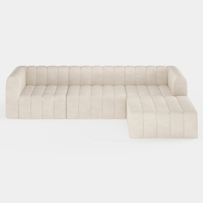 Off white sectional sofa on a white background