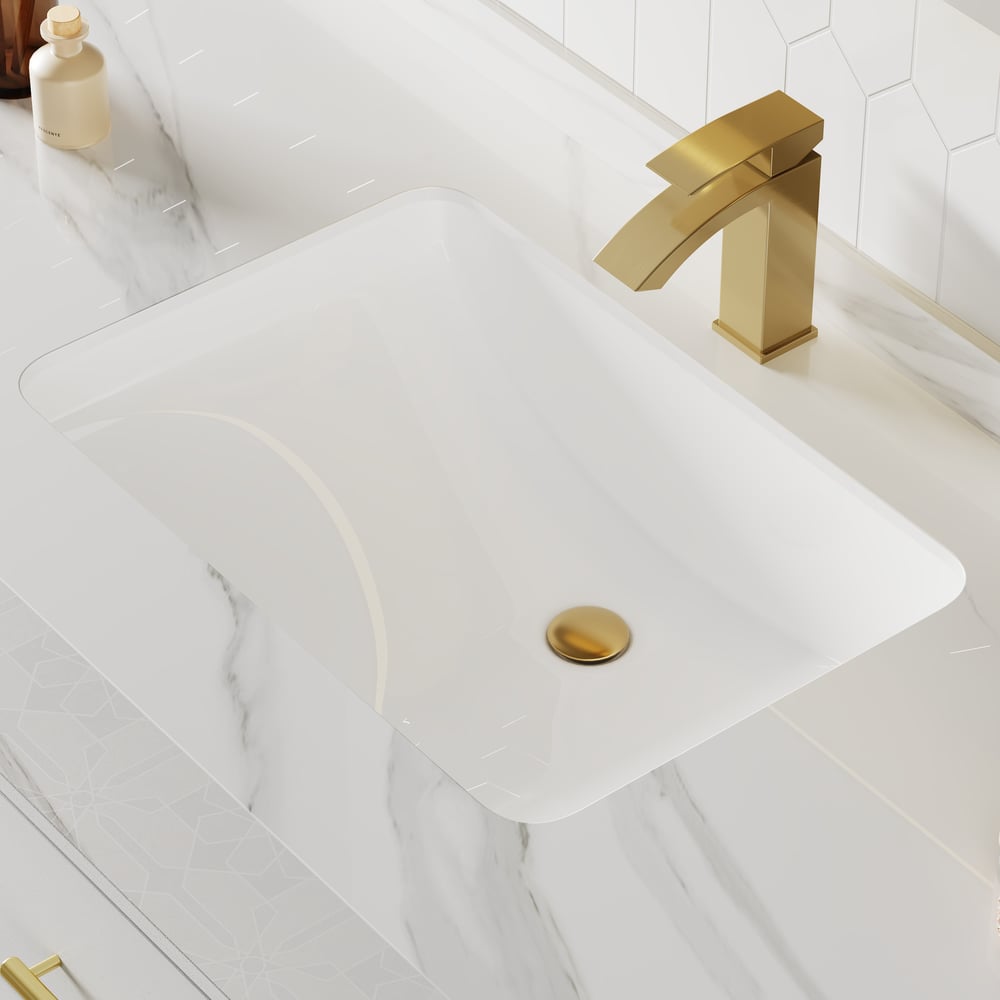 Bathroom Vanity Set 35.4" Modern Floating Sintered Stone Bathroom Vanity White with Sink