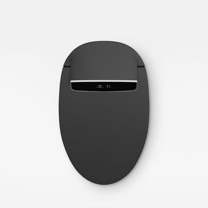 Black electronic device with digital display on a white background