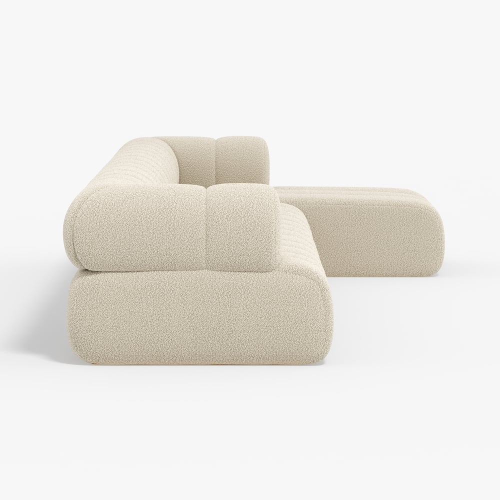 Beige modular sofa on a white background