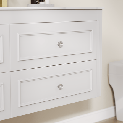 Bathroom Vanity Set 58.6"Modern Floating Ceramic Bathroom Vanity White with Double Sinks