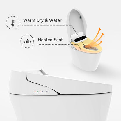 Hynova AX1 Set of Two Flushing Smart Bidet Toilet with Manually Open/Close Lid White