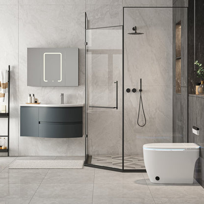 Bathroom Vanity Set 35.4" Modern Stone Resin Floating Bathroom Vanity with Sink