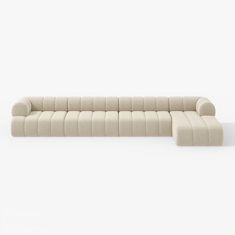 Beige sectional sofa on a white background