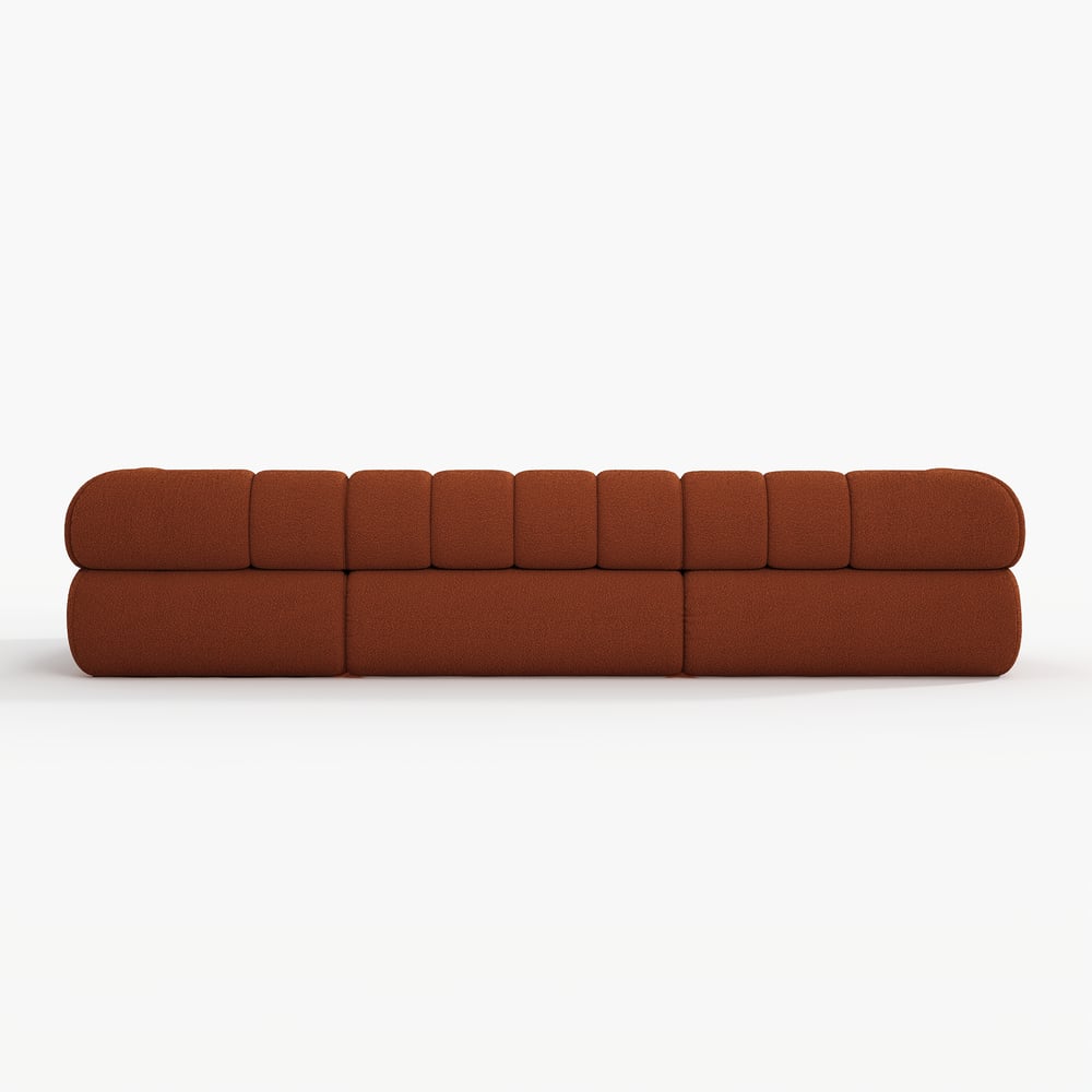 Brown sofa with a modern design on a white background