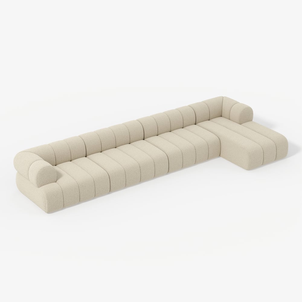 Beige sectional sofa on a white background