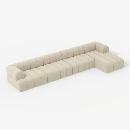 Beige sectional sofa on a white background