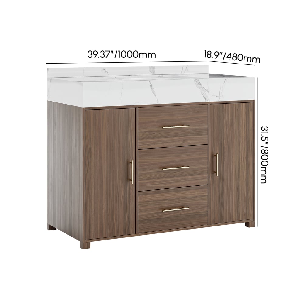 Bathroom vanity with dimensions displayed