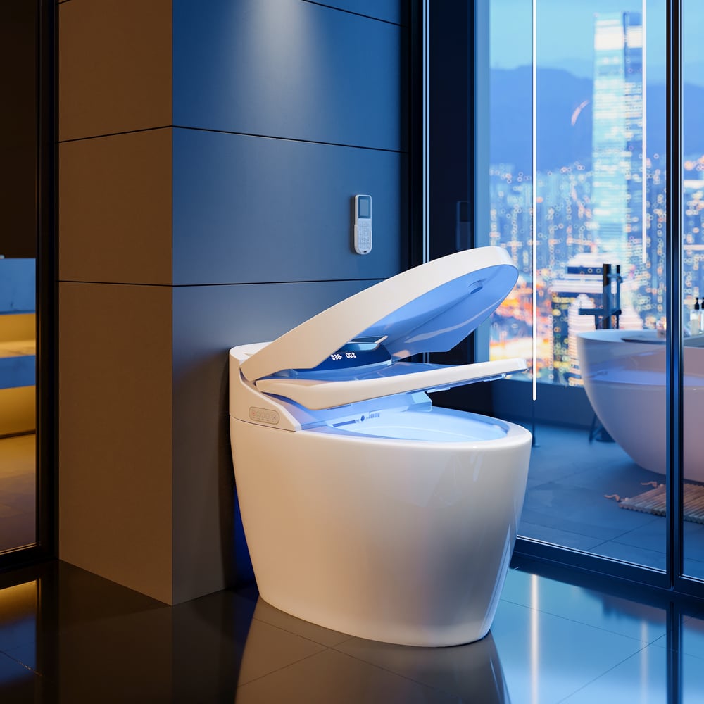 Hynova AX1 Set of Two Flushing Smart Bidet Toilet with Manually Open/Close Lid White