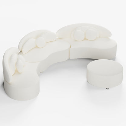 Modern white sofa with a unique design on a white background