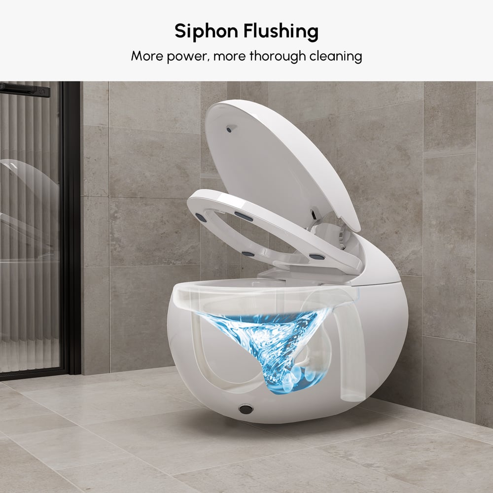 Oluxe G1 Egg-Shaped Smart Bidet Toilet with Multi-Function Wand White 1.28GPF