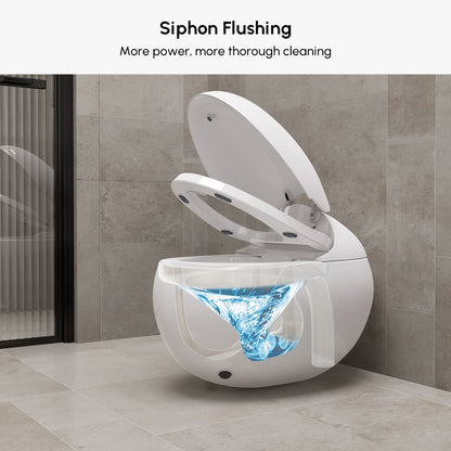 Oluxe G1 Egg-Shaped Smart Bidet Toilet with Multi-Function Wand White 1.28GPF