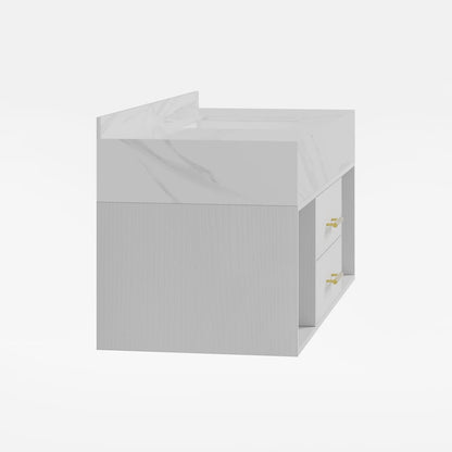 Bathroom Vanity Set 35.4" Modern Floating Sintered Stone Bathroom Vanity White with Sink