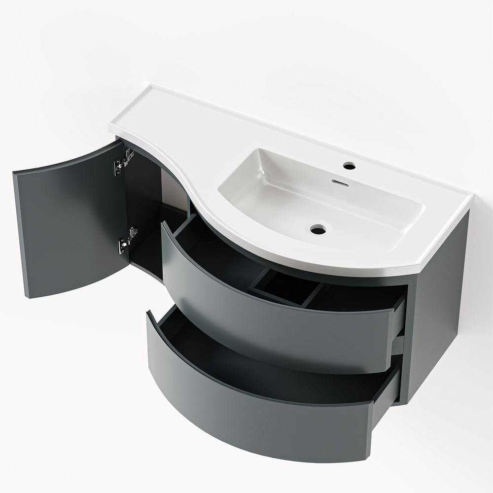 Bathroom Vanity Set 35.4" Modern Stone Resin Floating Bathroom Vanity with Sink