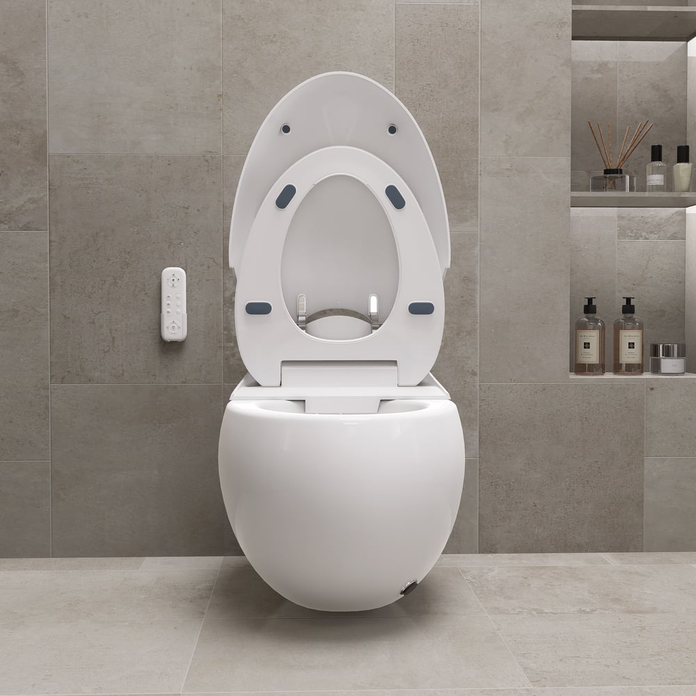 Oluxe G1 Egg-Shaped Smart Bidet Toilet with Multi-Function Wand White 1.28GPF