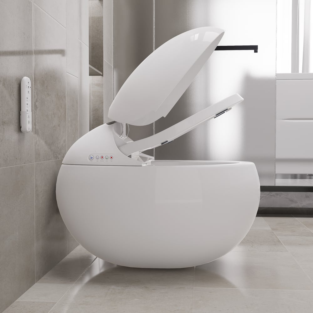 Oluxe G1 Egg-Shaped Smart Bidet Toilet with Multi-Function Wand White 1.28GPF