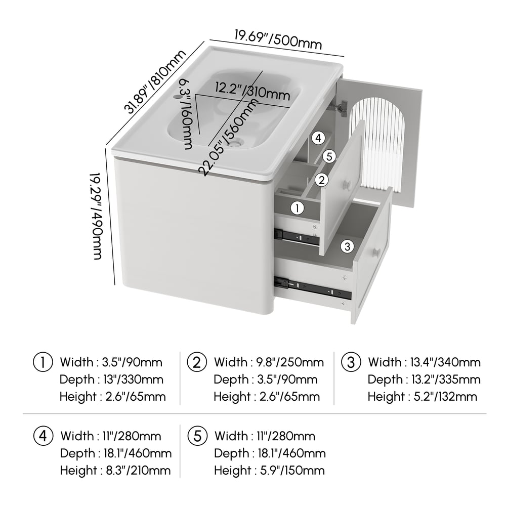 Measurement chart of a pet carrier with dimensions labeled