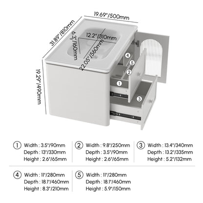 Measurement chart of a pet carrier with dimensions labeled