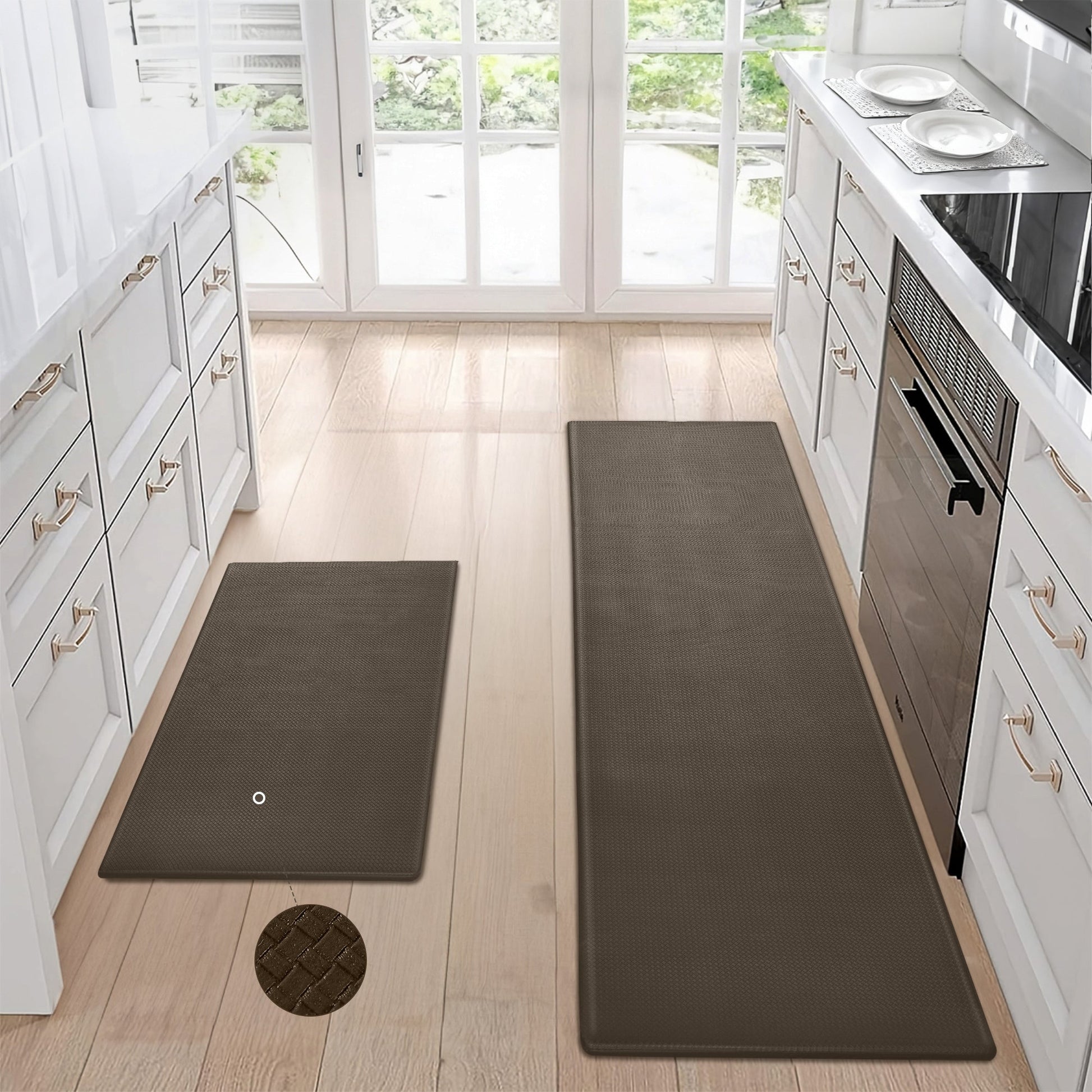 Kitchen Floor Mat Two-piece Set Of Non-slip, Waterproof And Easy To
