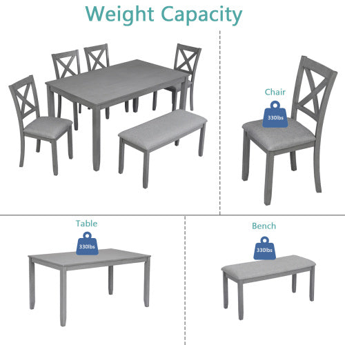 6-Piece Rectangular Wooden Dining Set