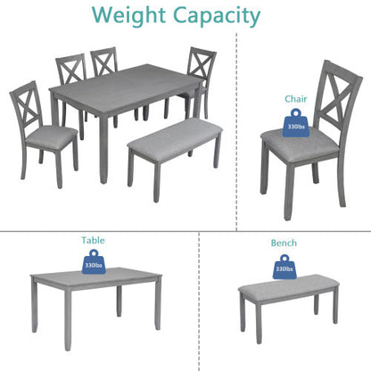 6-Piece Rectangular Wooden Dining Set