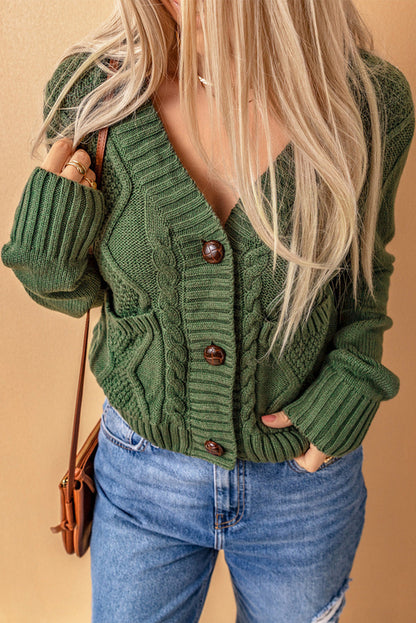 Black Button-Front Cardigan with Pockets