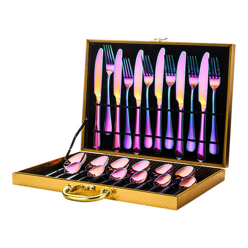24-Piece High-End Stainless Steel Tableware Set
