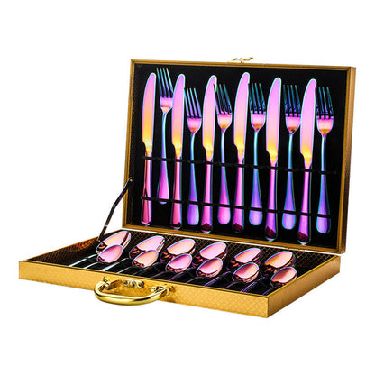 24-Piece High-End Stainless Steel Tableware Set