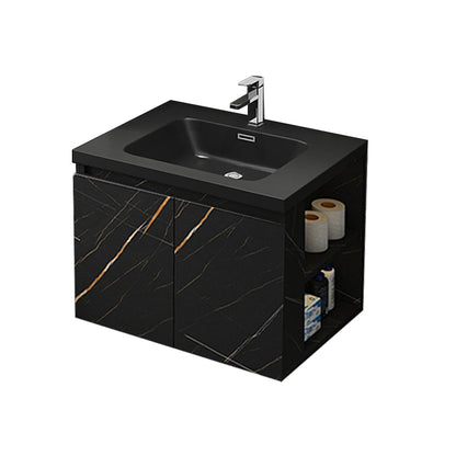27.6" Wall-Hung Bathroom Vanity Faux Marble with Top Stone Slate Vessel & Sink