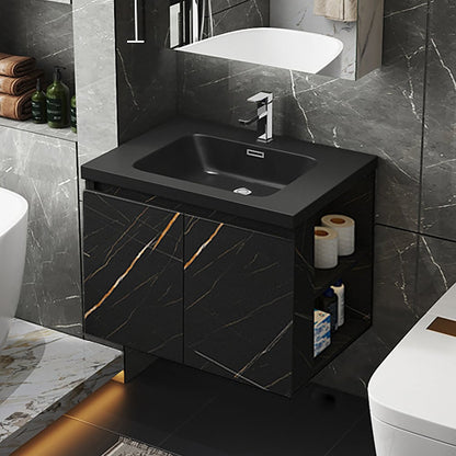 27.6" Wall-Hung Bathroom Vanity Faux Marble with Top Stone Slate Vessel & Sink