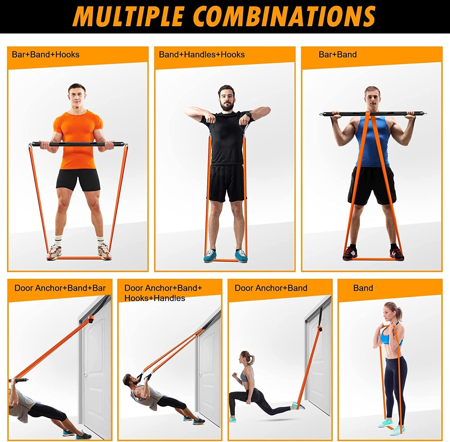 Resistance Band Bar Set Portable Full Body 500LBS Extra Heavy Home Gym