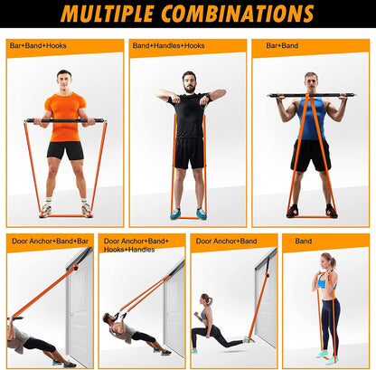 Resistance Band Bar Set Portable Full Body 500LBS Extra Heavy Home Gym