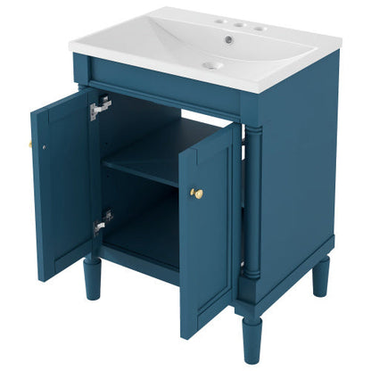 24  Bathroom Vanity With Top Sink, 2-Tier Modern Bathroom Storage