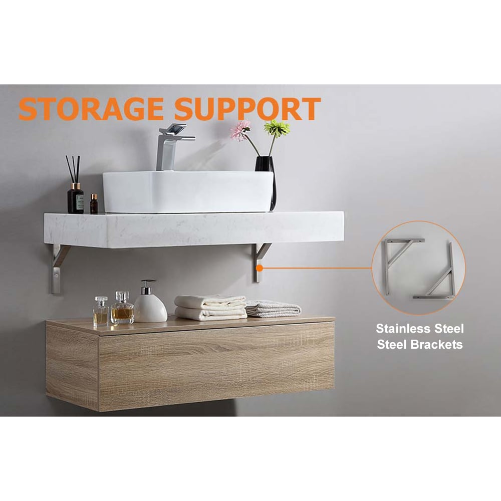 Bathroom Vanity Set 35.4" Modern Floating Bathroom Vanity White and Natural with Sink