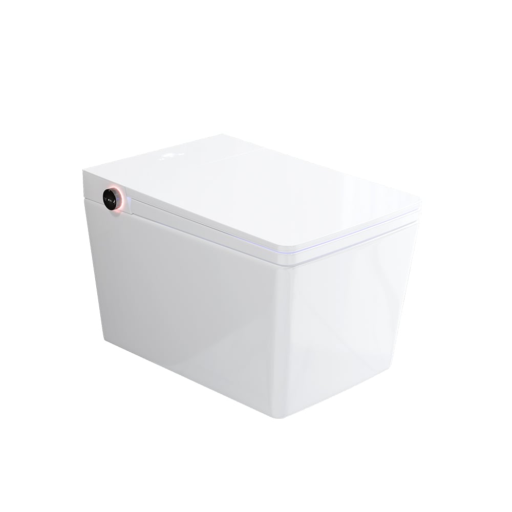 White rectangular storage box with a lid on a white background
